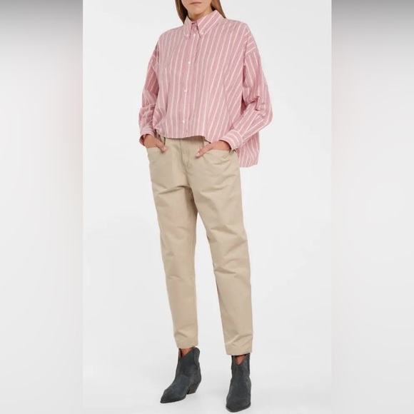 Isabel Marant Tops - Isabel Etoile Marant Alanis Striped Cotton Shirt in Pale Pink
